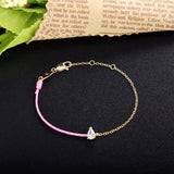 925 Silver Zircon Pink Bracelet Girl Gift Romantic Chain Ranneke Jewelry