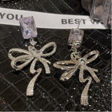 Wavy Bow Earrings S925 Silver Needle No Longer Streamer Earrings