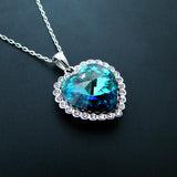 925 Silver Heart Pendant Necklace Crystal Women's Jewelry Gift