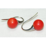 Red Ball Turquoise Earrings S925 Sterling Silver Hook