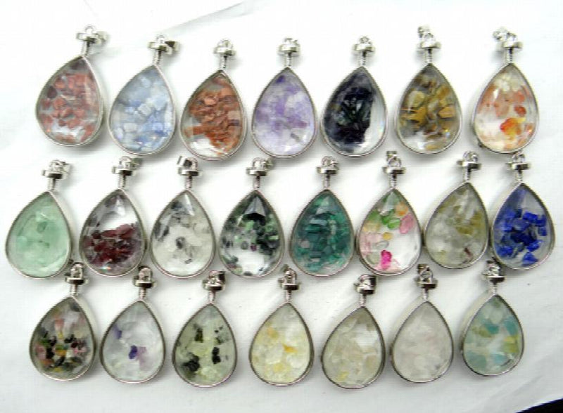 Natural Stone Tiger Eye Quartz Crystal Turquoises Irregular Gravel Stone Pendant