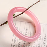 Zheru Jewelry Natural Agate Chalcedony Light Pink 54mm-64mm Bracelet