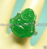 Green Stone Buddha Women's Ring, Size 8