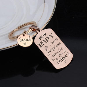 FLYANGEL Engraved Name Papa Keychain Car Key Tag