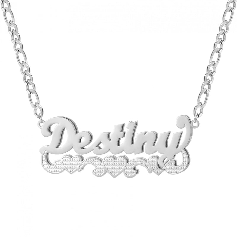 Two Tone Heart Name Necklace Personalized Stainless Steel Charm Jewelry