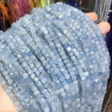 Faceted Aquamarines Beads 4*4MM Cube Shape