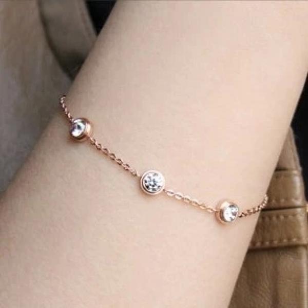Zircon Crystals Bracelet Fine Jewelry Titanium Steel