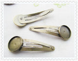 60pcs Antique Bronze/Silver Blank Hair Clip Charm