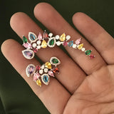 Romantic Asymmetric Earrings Micro Paved Zircons Bridal Wedding Jewelry