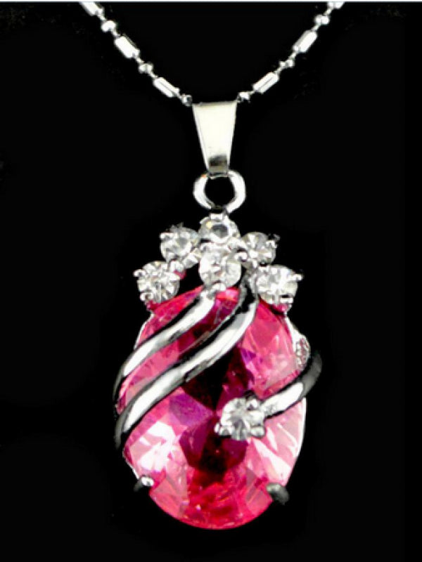 Pink Crystal Pendant Necklace