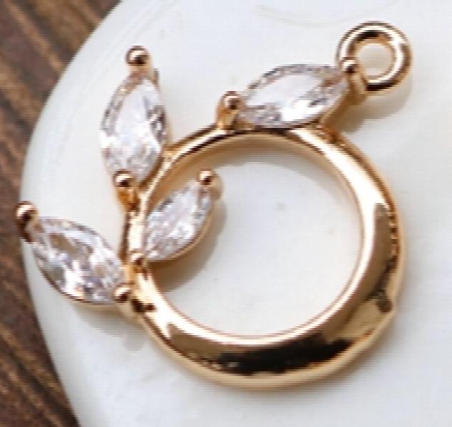 Copper Zircon Leaf Bee Charms Necklace Pendants DIY Earring Findings