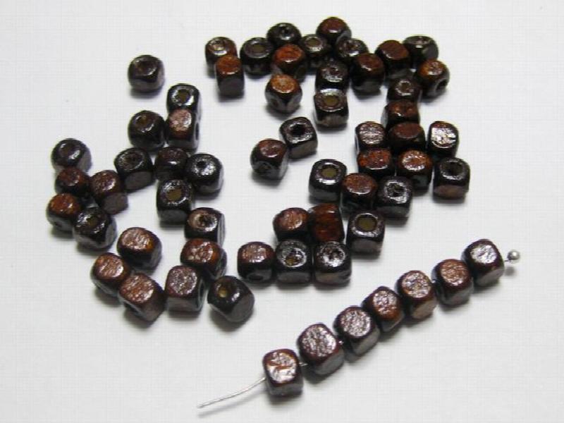 500 Brown 5mm Cube Wood Beads Wooden