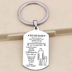 Dad Gift Keychain Stainless Steel Keyring Dog Tag for Men