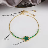 Lucky Five Leaves Flower Bracelet Zircon Adjustable Bracelet