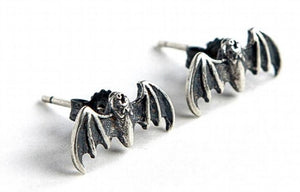Small Bat 925 Sterling Silver Stud Earrings Unisex Halloween Spooky
