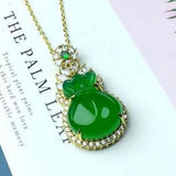 925 Silver Luck Purse Jade Chalcedony Pendant