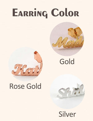 Custom Name Earrings, Stainless Steel Studs, Personalized Jewelry