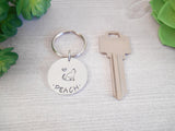 Small Cat Name Hand Stamped Stainless Steel Key Chain