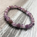 8mm Natural Amethysts Beaded Bracelet Faceted Amethysts Boho Bracelet