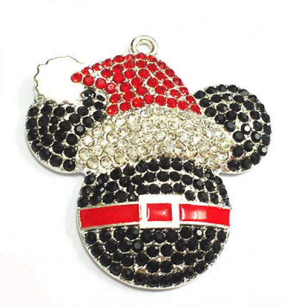 44mm 10pcs Christmas Santa Minnie Rhinestone Pendants