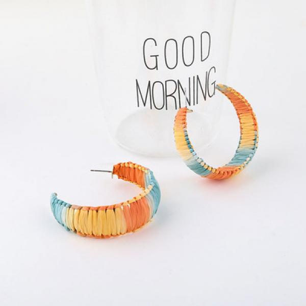 10 Pairs Gradient Rainbow C Earrings for Women