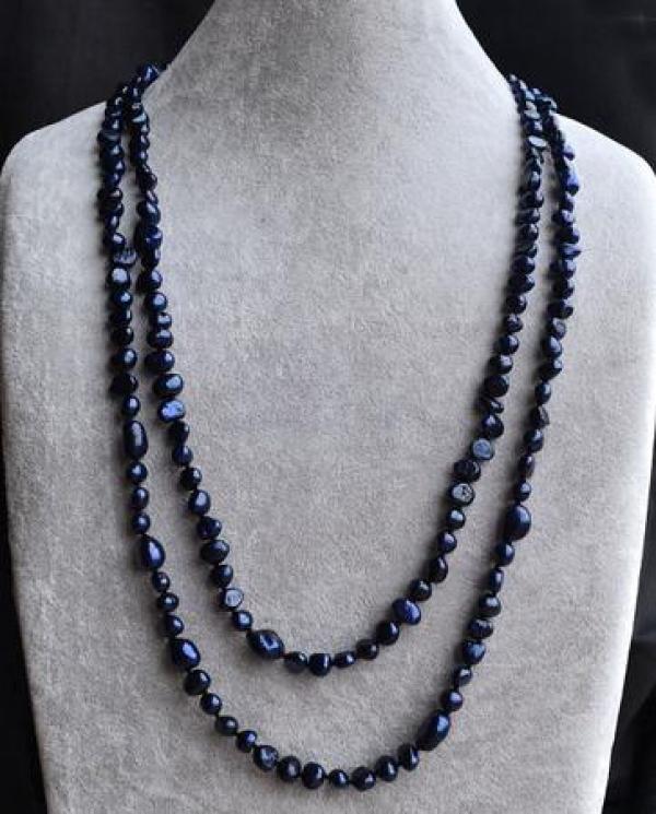 52" Navy Baroque Freshwater Pearl Necklace