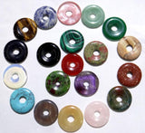 30mm Quartz Crystal Cat's Eye Opal Donut Charm Pendant 12pcs