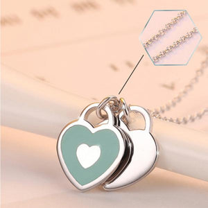 Sterling Silver Pendant Necklace Double Heart to Heart Drift Bottles