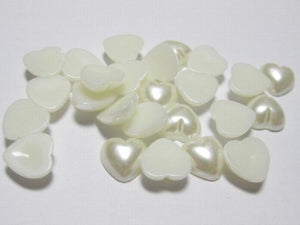 100pcs 12mm Ivory Heart Half Pearl Bead Flat Back Scrapbook Craft