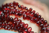 Red Garnet Drop Faceted Loose Beads 6-7mm for DIY Jewelry Making