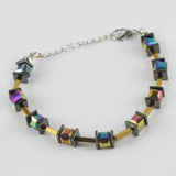 Cube Crystal Stone Steel Bracelet