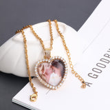 Lateefah Heart Shape Necklace Stainless Steel Zircon Pendant Cubic Chain