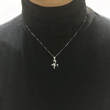 925 Silver Pisces Horoscope Necklace Zircon Flower Jewelry