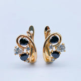 Women 585 Rose White/Black/Multi 3 Stone Colors Flowers 18K Filled Drop Earrings
