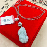 Burmese Ajadeite Pixou Pendant with 925 Sterling Silver Necklace