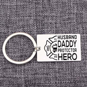 Firemen Keychain Bag Charms Jewelry Keyring for Him Stainless Steel Car Keytags