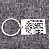 Firemen Keychain Bag Charms Jewelry Keyring for Him Stainless Steel Car Keytags