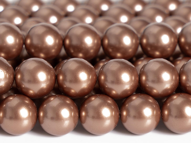 Orange Brown Pearl Loose Beads Smooth Round Shape 4/6/8/10 mm DIY Jewelry Making