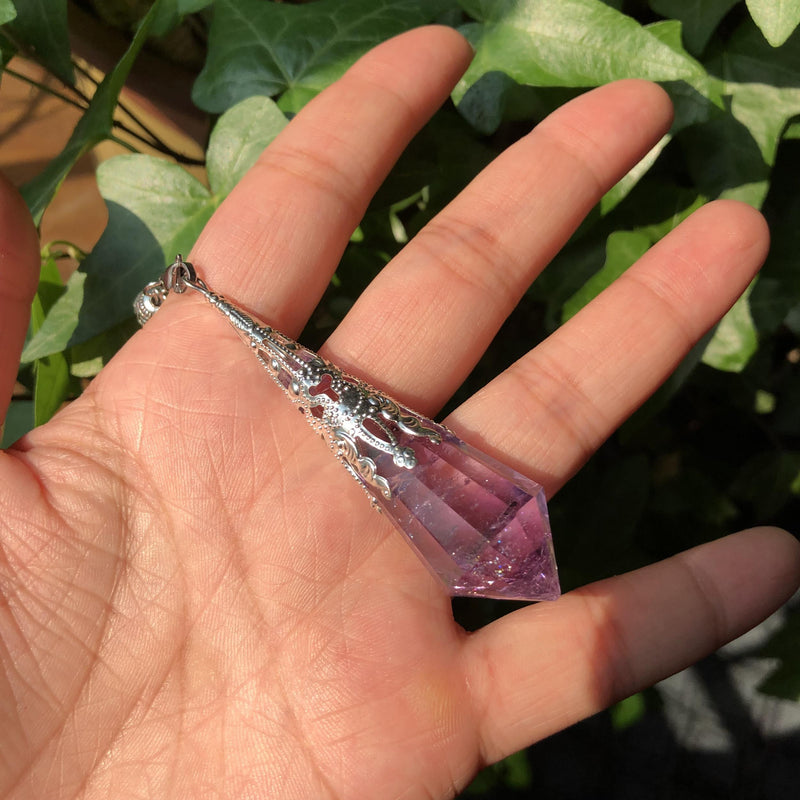 Natural High Amethyst Pendulum Divination Pendant Crystal Reiki Healing Stone