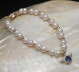 Freshwater Pearl Bracelet with Angel Wings for Women
