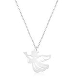 Silver Winged Angel Lady Necklace