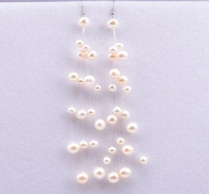 AA White Pearl Earrings 4-6mm Silver Dangle Jewelry