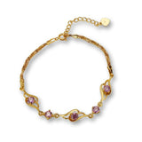 Purple Crystal Stone Charm Bracelet for Her