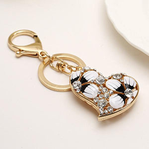 Charm Love Heart Keychain Crystal Keyring Handbag Pendant Keyfobs