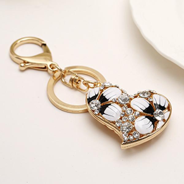 Charm Love Heart Keychain Crystal Keyring Handbag Pendant Keyfobs