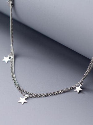 925 Silver Double-Layer Star Pendant Necklace