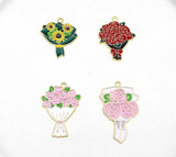 50 Pcs Flower Metal Charm Pendants for Jewelry Making