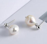 Baroque 9mm Freshwater Pearl Earrings S925 Silver Dangles
