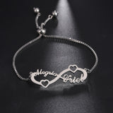 Sipuris Infinity Name Bracelet Stainless Steel Adjustable Box Chain