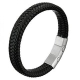 Stylish Stainless Steel Woven Leather Bracelet